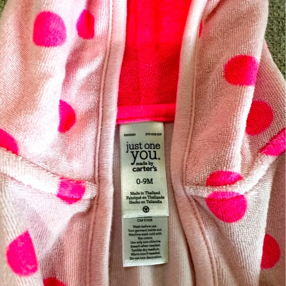 Just one you‎ pink polka dot hooded towel